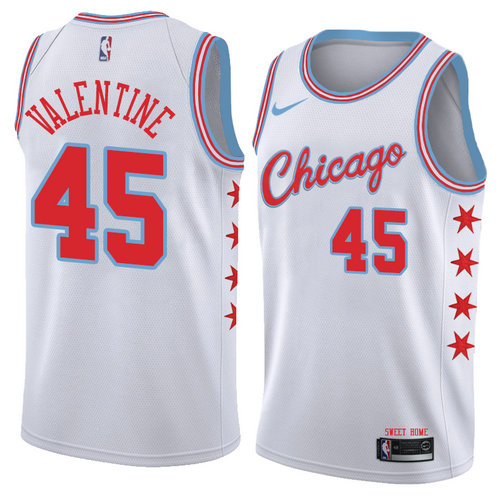 Camiseta Denzel Valentine 45 Chicago Bulls Ciudad 2018 Blanco Hombre