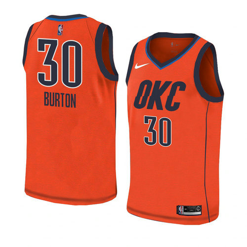 Camiseta Deonte Burton 30 Oklahoma City Thunder Earned 2018-19 Naranja Hombre