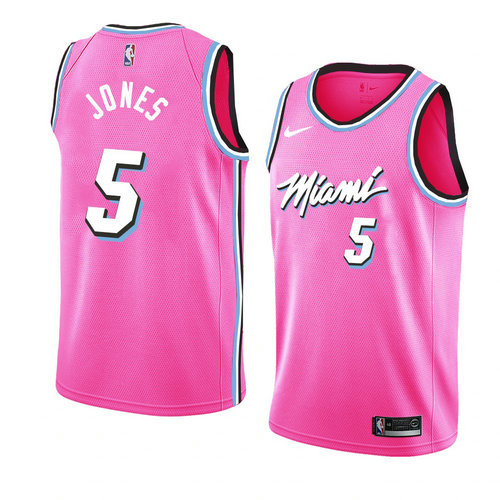 Camiseta Derrick Jones 5 Miami Heat Earned 2018-19 Rosa Hombre