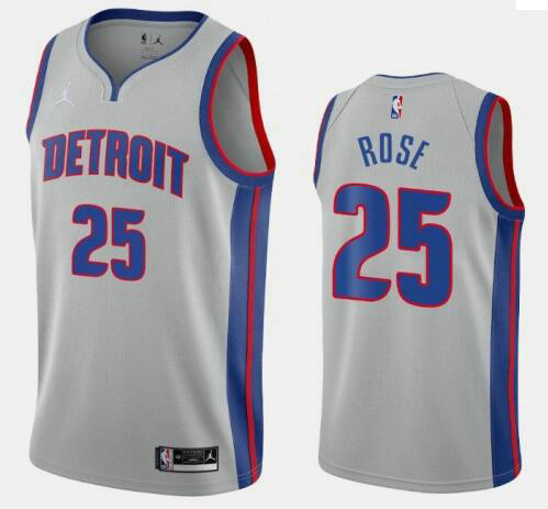 Camiseta Derrick Rose 25 Detroit Pistons 2020-21 Statement Edition Swingman gris Hombre