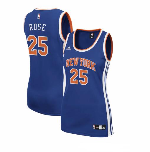 Camiseta Derrick Rose 25 New York Knicks Réplica Azul Mujer
