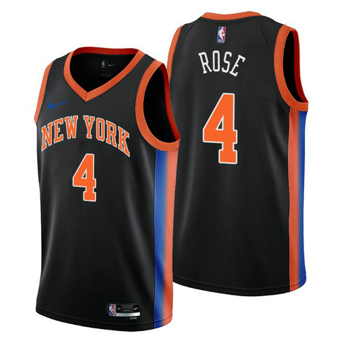 Camiseta Derrick Rose 4 New York Knicks 2022-2023 City Edition negro Hombre