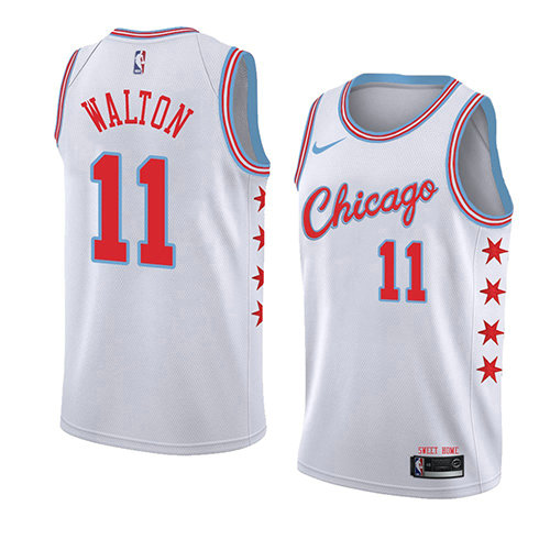 Camiseta Derrick Walton 11 Chicago Bulls Ciudad 2018 Blanco Hombre