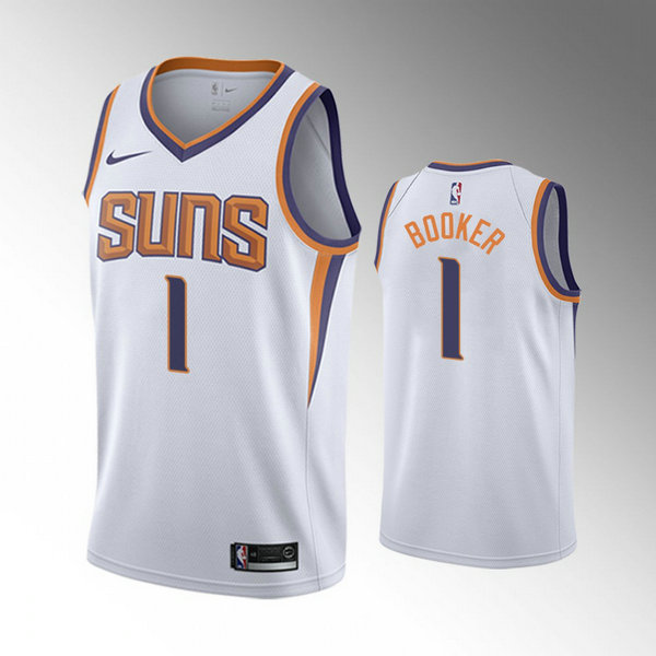 Camiseta Devin Booker 1 Phoenix Suns 2020-21 Temporada Statement Bianca Hombre