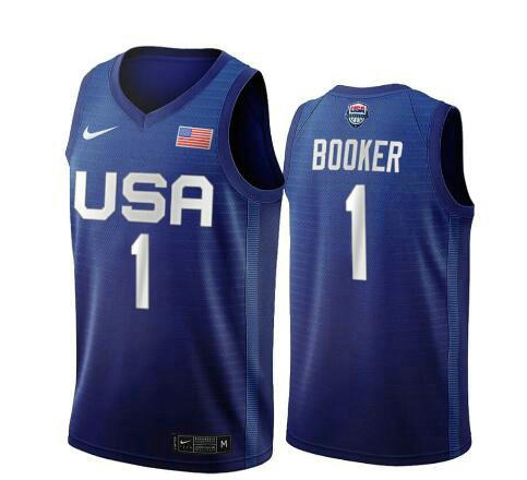 Camiseta Devin Booker 1 USA 2020 USA Olimpicos 2020 azul Hombre