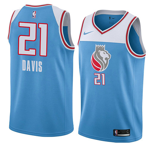 Camiseta Deyonta Davis 21 Sacramento Kings Ciudad 2018 Azul Hombre