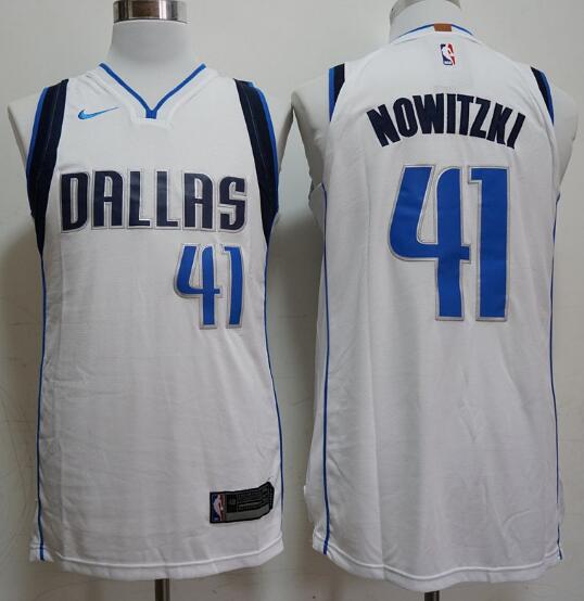 Camiseta Dirk Nowitzki 41 Dallas Mavericks Baloncesto blanco Hombre