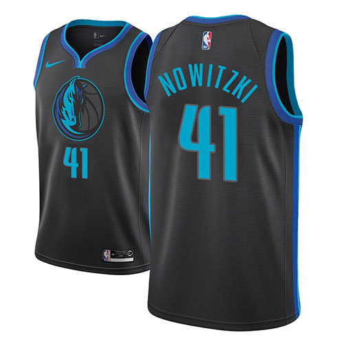Camiseta Dirk Nowitzki 41 Dallas Mavericks Ciudad 2018-19 Azul Hombre
