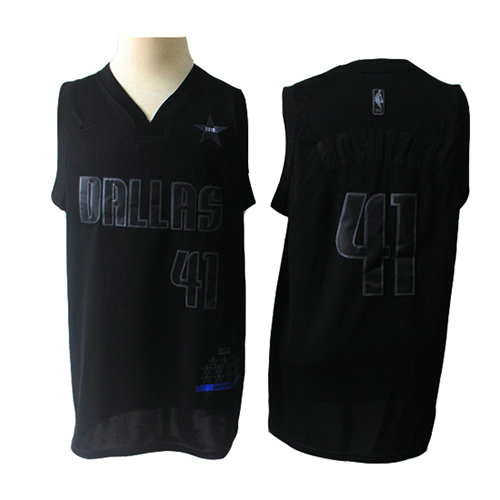 Camiseta Dirk Nowitzki 41 Dallas Mavericks MVP Negro Hombre