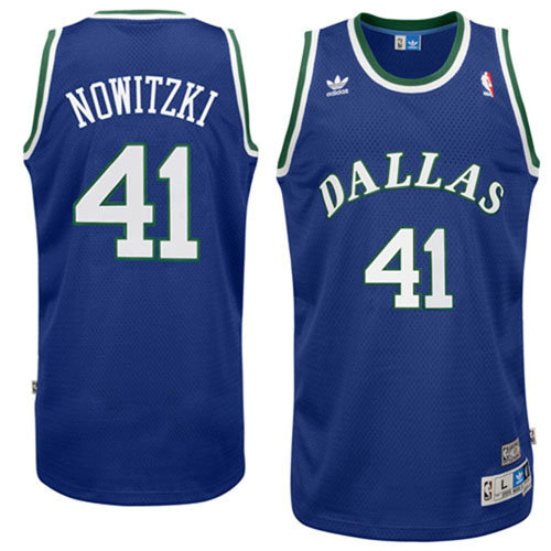 Camiseta Dirk Nowitzki 41 Dallas Mavericks Retro Azul Hombre