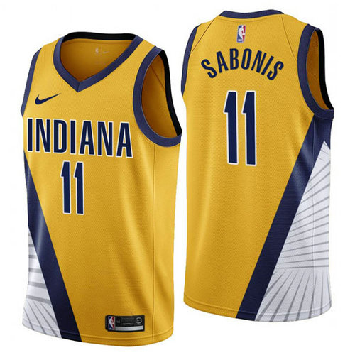 Camiseta Domantas Sabonis 11 Indiana Pacers 2019-2020 amarillo Hombre