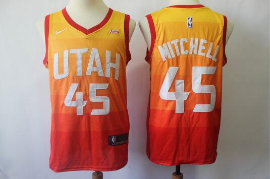 Camiseta Donovan Mitchell 45 Utah Jazz Baloncesto naranja Hombre