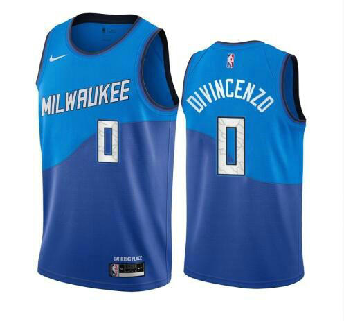 Camiseta Donte DiVincenzo 0 Milwaukee Bucks 2020-21 City Edition Swingman azul Hombre