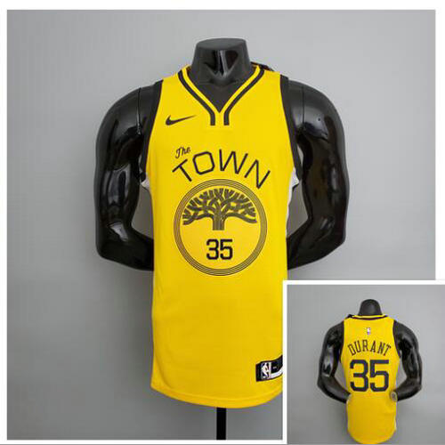 Camiseta Durant 35 Golden State Warriors Edición de bonificación 2018 Amarillo Hombre