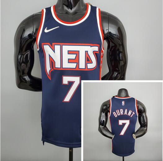 Camiseta Durant 7 Brooklyn Nets Edición de la ciudad del 75 aniversario de 2022 azul real Hombre