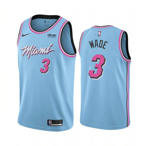 Camiseta Dwyane Wade 3 Miami Heat 2020-21 Temporada Statement Azul Hombre