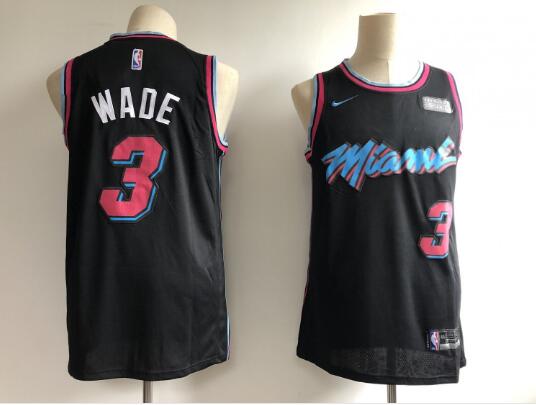Camiseta Dwyane Wade 3 Miami Heat Baloncesto Negro Hombre