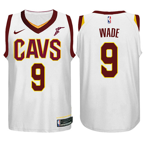 Camiseta Dwyane Wade 9 Cleveland Cavaliers Association Goodyear 2017-18 Blanco Nino