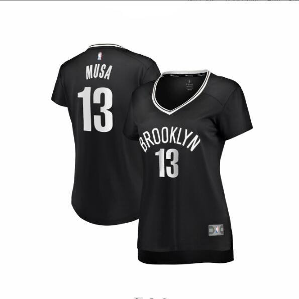 Camiseta Dzanan Musa 13 Brooklyn Nets icon edition Negro Mujer