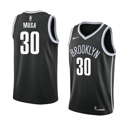 Camiseta Dzanan Musa 30 Brooklyn Nets Icon 2018 Negro Hombre
