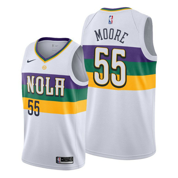 Camiseta E'twaun Moore 55 New Orleans Pelicans 2020-21 Temporada Statement Bianca Hombre