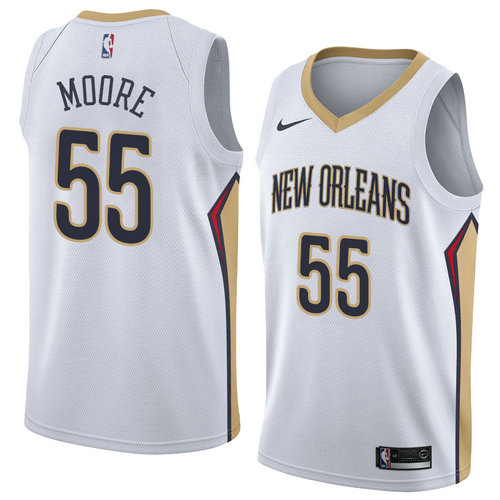 Camiseta E'twaun Moore 55 New Orleans Pelicans Association 2018 Blanco Hombre