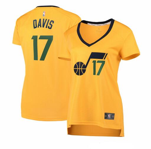 Camiseta Ed Davis 17 Utah Jazz statement edition Amarillo Mujer