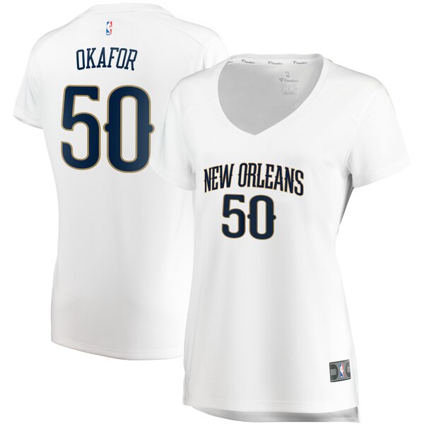 Camiseta Emeka Okafor 50 New Orleans Pelicans association edition Blanco Mujer