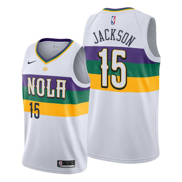 Camiseta Frank Jackson 15 New Orleans Pelicans 2020-21 Temporada Statement Bianca Hombre