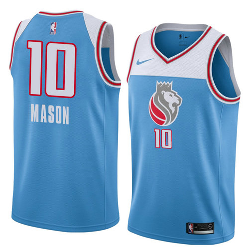 Camiseta Frank Mason 10 Sacramento Kings Ciudad 2018 Azul Hombre