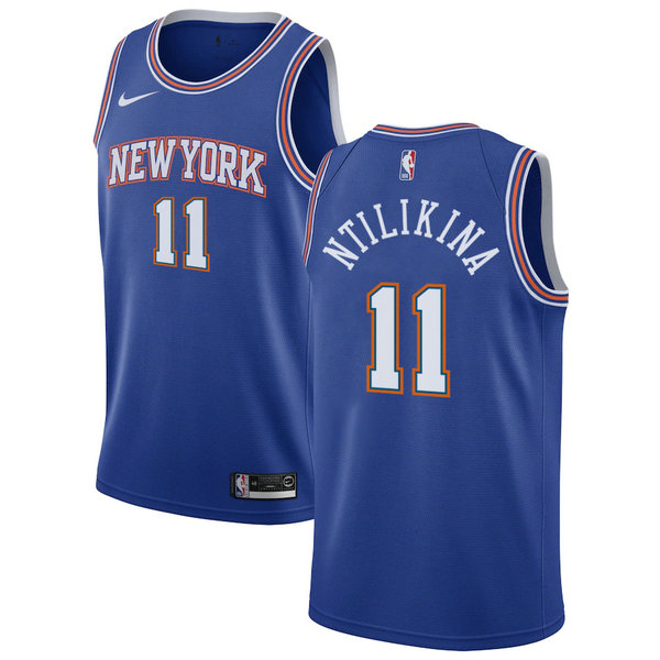 Camiseta Frank Ntilikina 11 New York Knicks 2020-21 Temporada Statement Azul Hombre