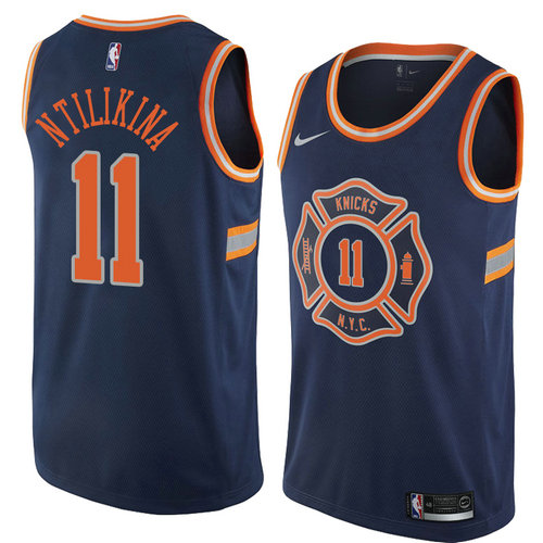 Camiseta Frank Ntilikina 11 New York Knicks Ciudad 2018 Azul Hombre