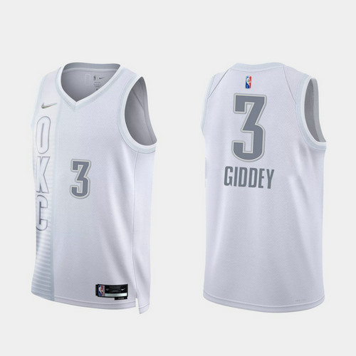 Camiseta GIDDEY 3 Oklahoma City Thunder 2022 75 aniversario edición de la ciudad blanco Hombre