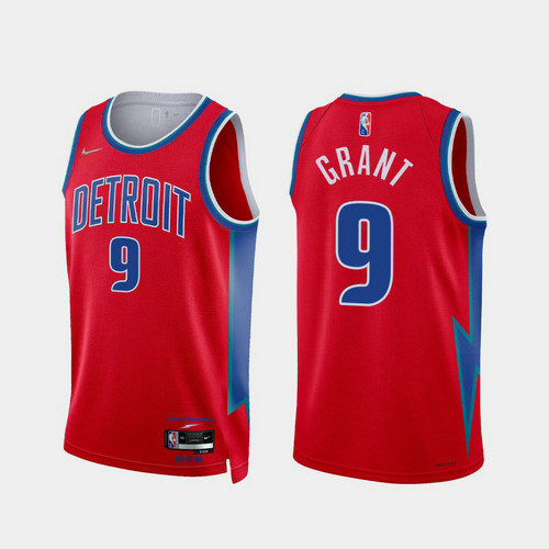 Camiseta GRANT 9 Detroit Pistons 2022 75 aniversario edición de la ciudad rojo Hombre