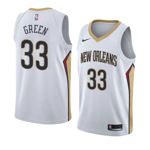 Camiseta Garlon Verde 33 New Orleans Pelicans Association 2018 Blanco Hombre