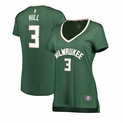 Camiseta George Hill 3 Milwaukee Bucks icon edition Verde Mujer