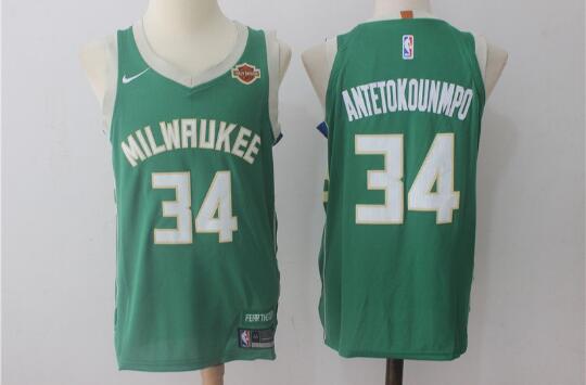 Camiseta Giannis Antetokounmpo 34 Milwaukee Bucks Baloncesto Verde Hombre