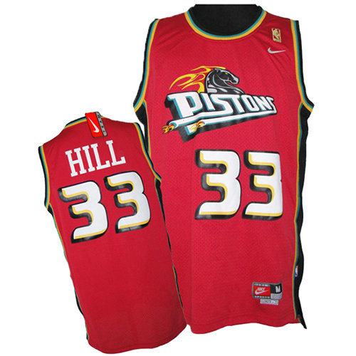 Camiseta Grant Hill 33 Detroit Pistons Retro Rojo Hombre