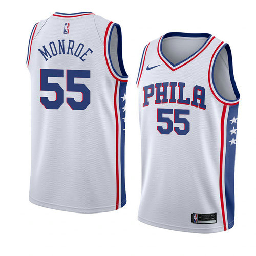 Camiseta Greg Monroe 55 Philadelphia 76ers Association 2018 Blanco Hombre