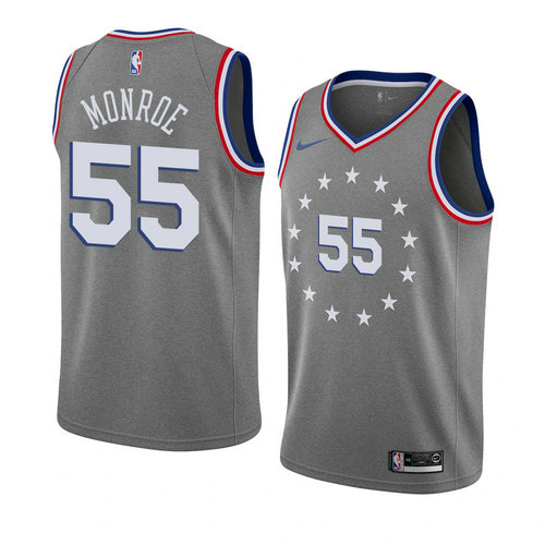 Camiseta Greg Monroe 55 Philadelphia 76ers Ciudad 2018-19 Gris Hombre