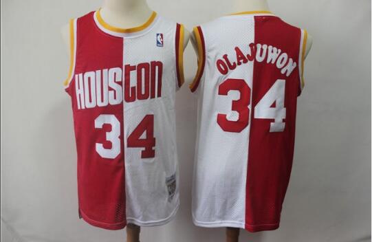 Camiseta Hakeem Olajuwon 34 Houston Rockets Baloncesto Blanco rojo Hombre