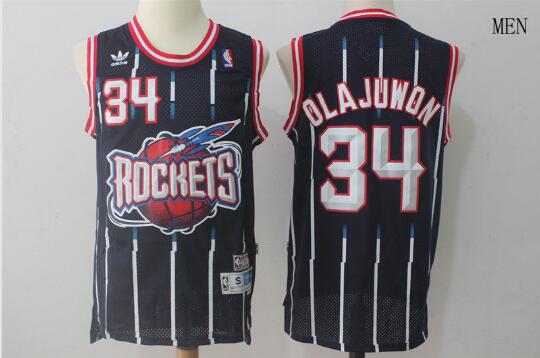 Camiseta Hakeem Olajuwon 34 Houston Rockets Baloncesto Púrpura Hombre