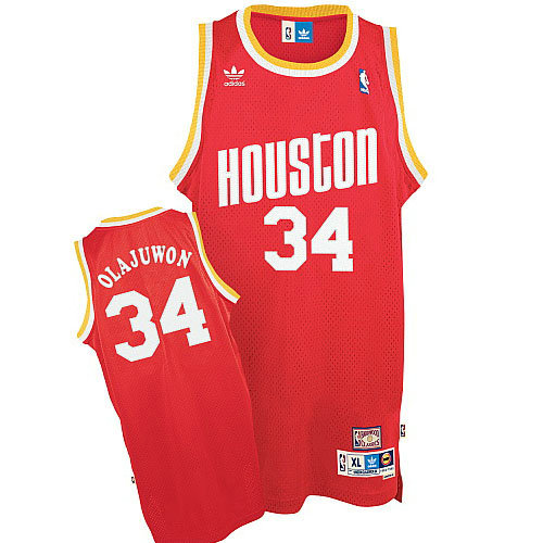 Camiseta Hakeem Olajuwon 34 Houston Rockets Retro Rojo Hombre