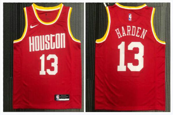 Camiseta Harden 13 Houston Rockets Retro Rojo Hombre