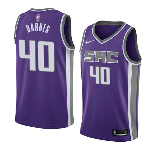 Camiseta Harrison Barnes 40 Sacramento Kings Icon 2018 Púrpura Hombre