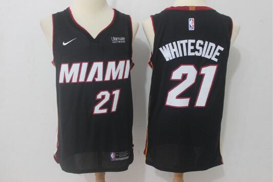 Camiseta Hassan Whiteside 21 Miami Heat Baloncesto Negro Hombre