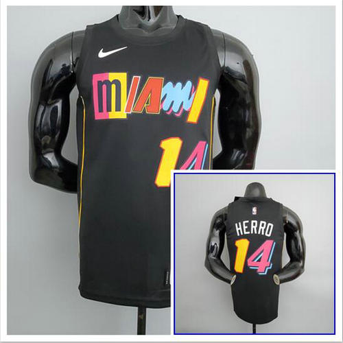 Camiseta Herro 14 Miami Heat Edición Ciudad 2022 Negro Hombre