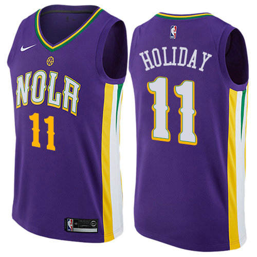 Camiseta Holiday 11 New Orleans Pelicans Ciudad 2017-18 Púrpura Hombre
