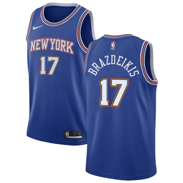 Camiseta Ignas Brazdeikis 17 New York Knicks 2020-21 Temporada Statement Azul Hombre