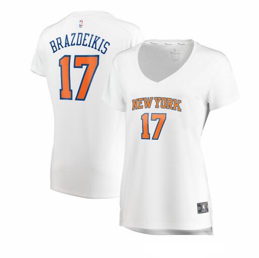 Camiseta Ignas Brazdeikis 17 New York Knicks association edition Blanco Mujer